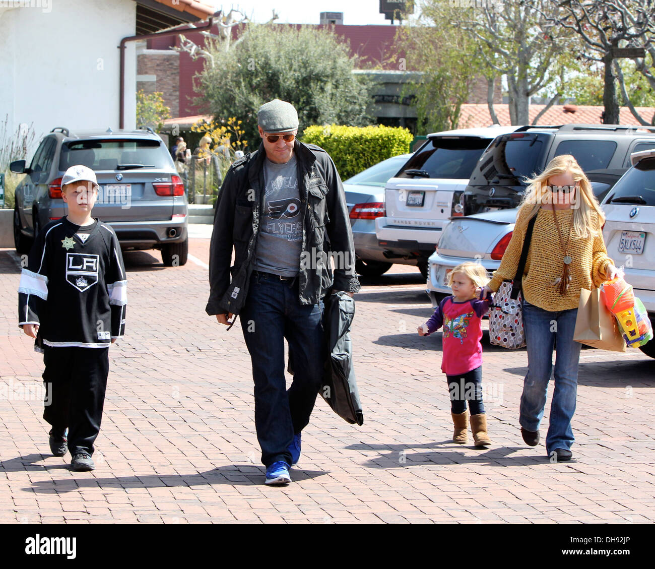 David Boreanaz and his family arrive at John Varvatos clothing store in ...