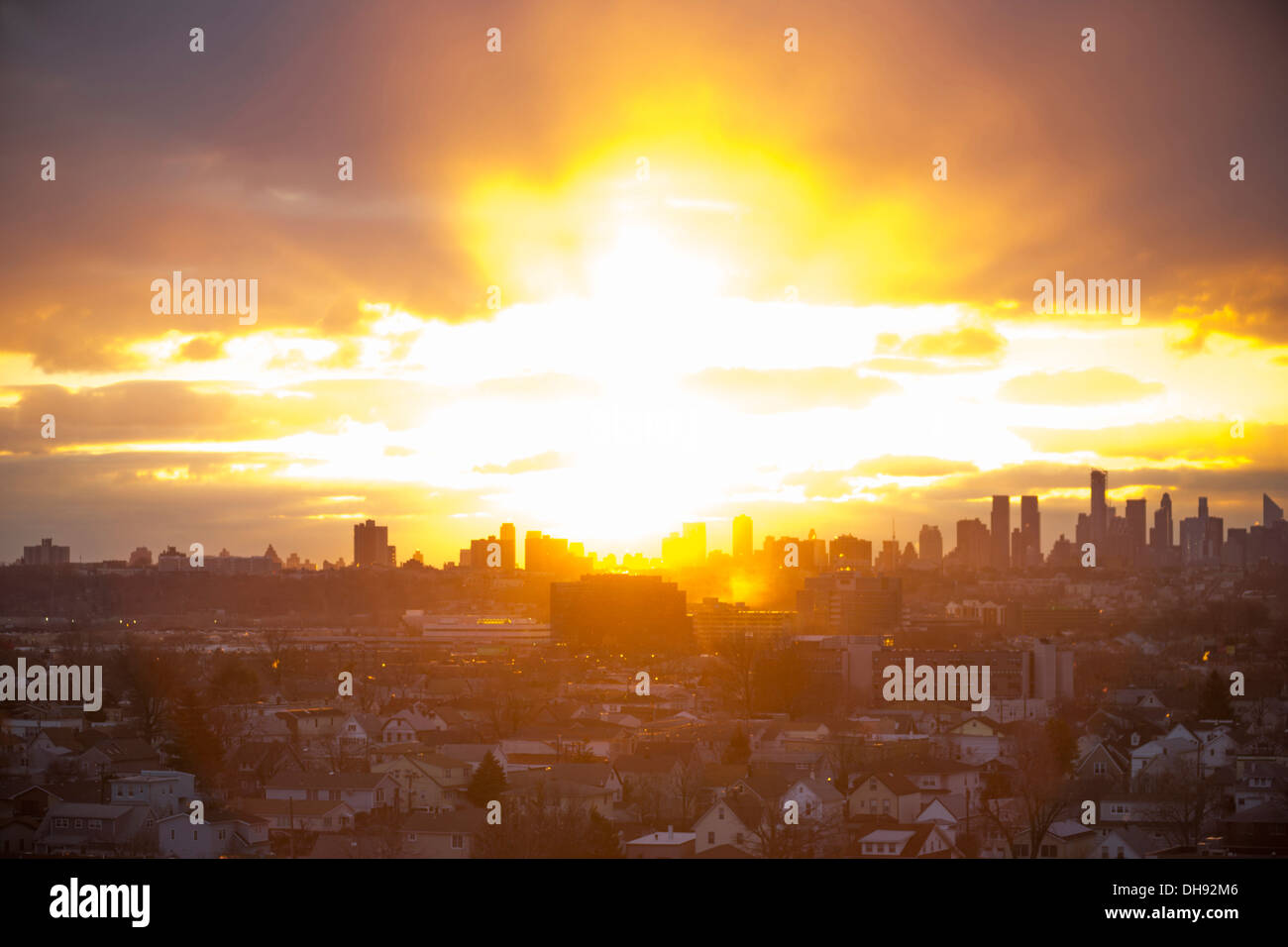 RAIN SQUALL MANHATTAN SKYLINE NEW YORK CITY FROM SECAUCUS NEW JERSEY