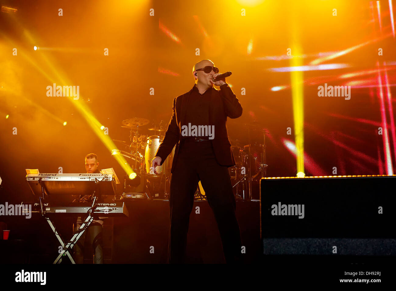 Pitbull performing on stage at the Ricoh Coliseum Toronto, Canada 28.