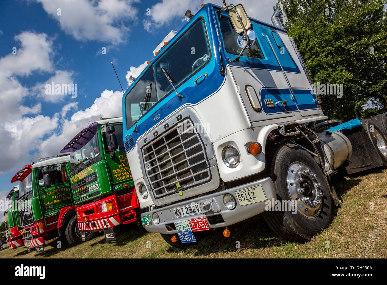 1977 Ford W9000 tractor unit on display at the Starting Handle Club meeting, Norfolk UK. Stock Photo