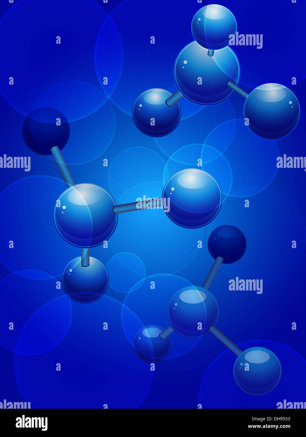3d molecules on an blue background with glowing circles Stock Photo - Alamy