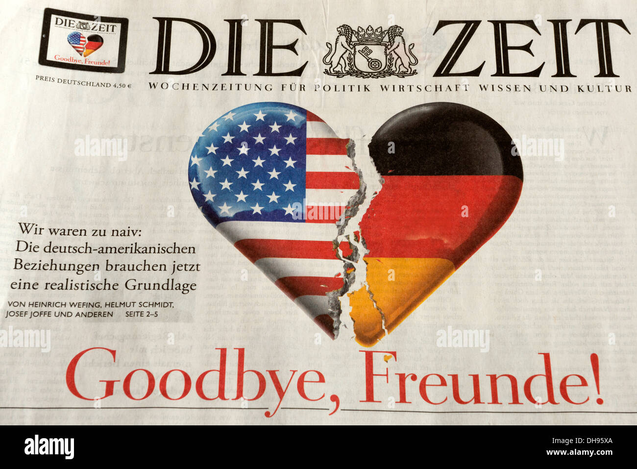 German newspaper Die Zeit 31.10.2013 Stock Photo