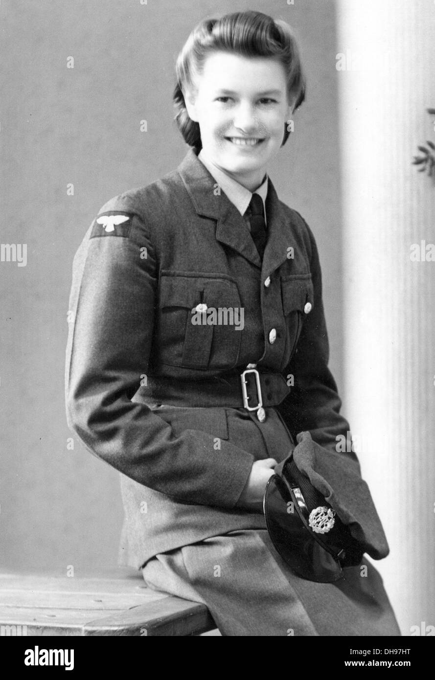 A young WAAF girl in uniform. WAAFs served with the RAF as auxiliaries Stock Photo