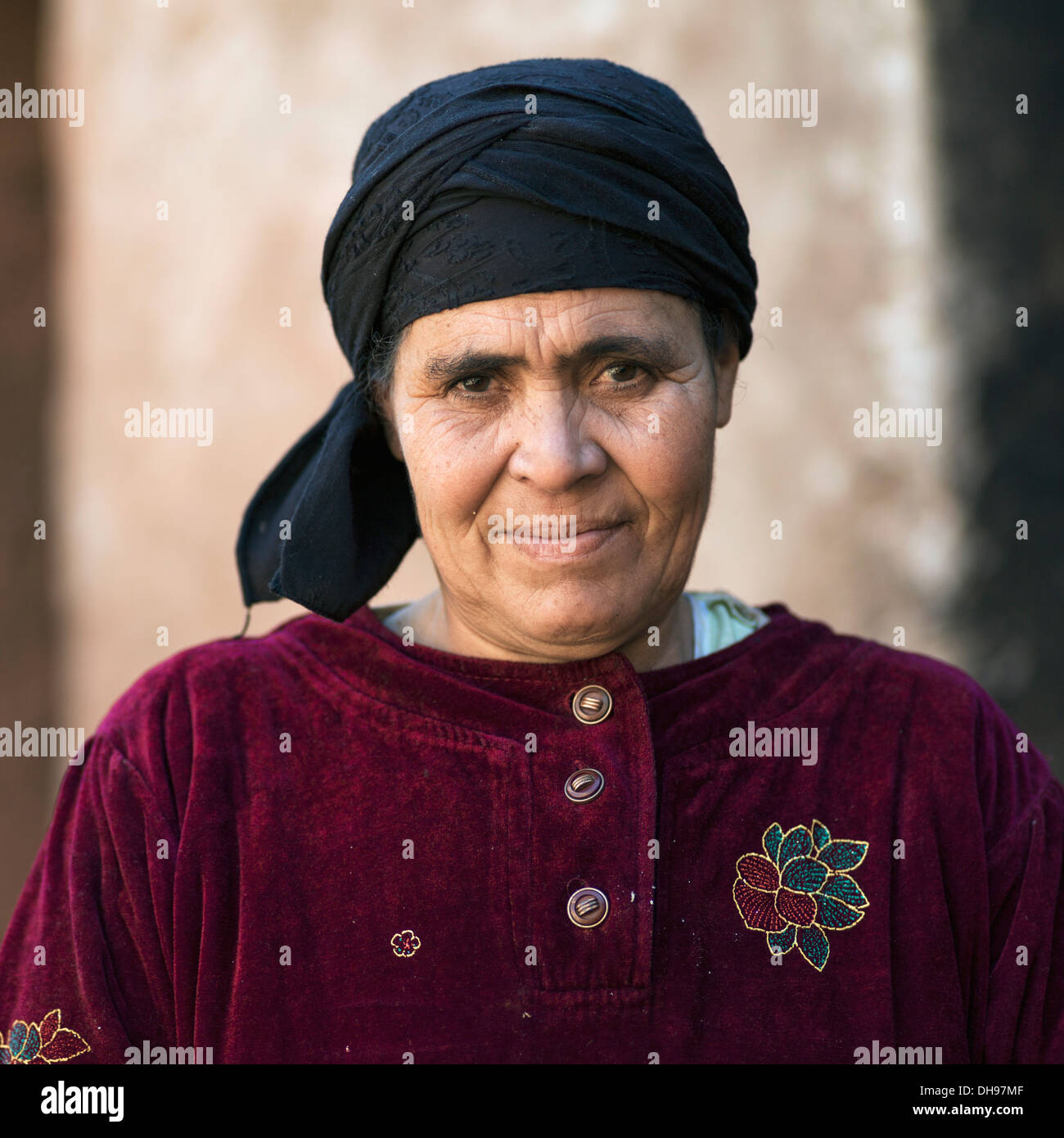 Portrait Of A Woman Wearing A Black Headscarf; Morocco Stock Photo Alamy