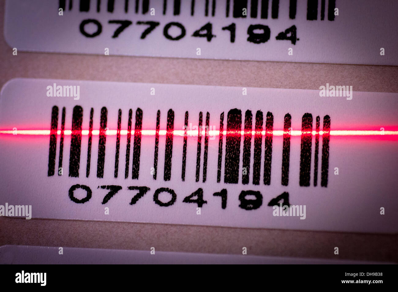 A barcode being scanned Stock Photo
