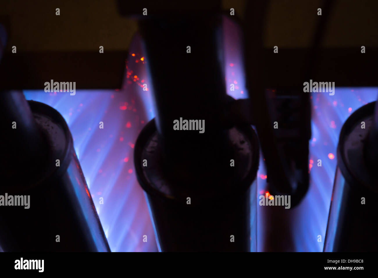 GAS FLAME BURNERS UNDER FURNACE Stock Photo Alamy