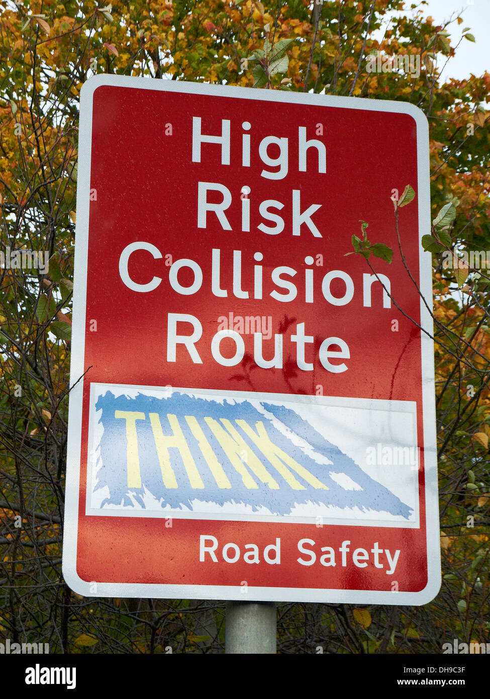 Road safety warning sign UK Stock Photo