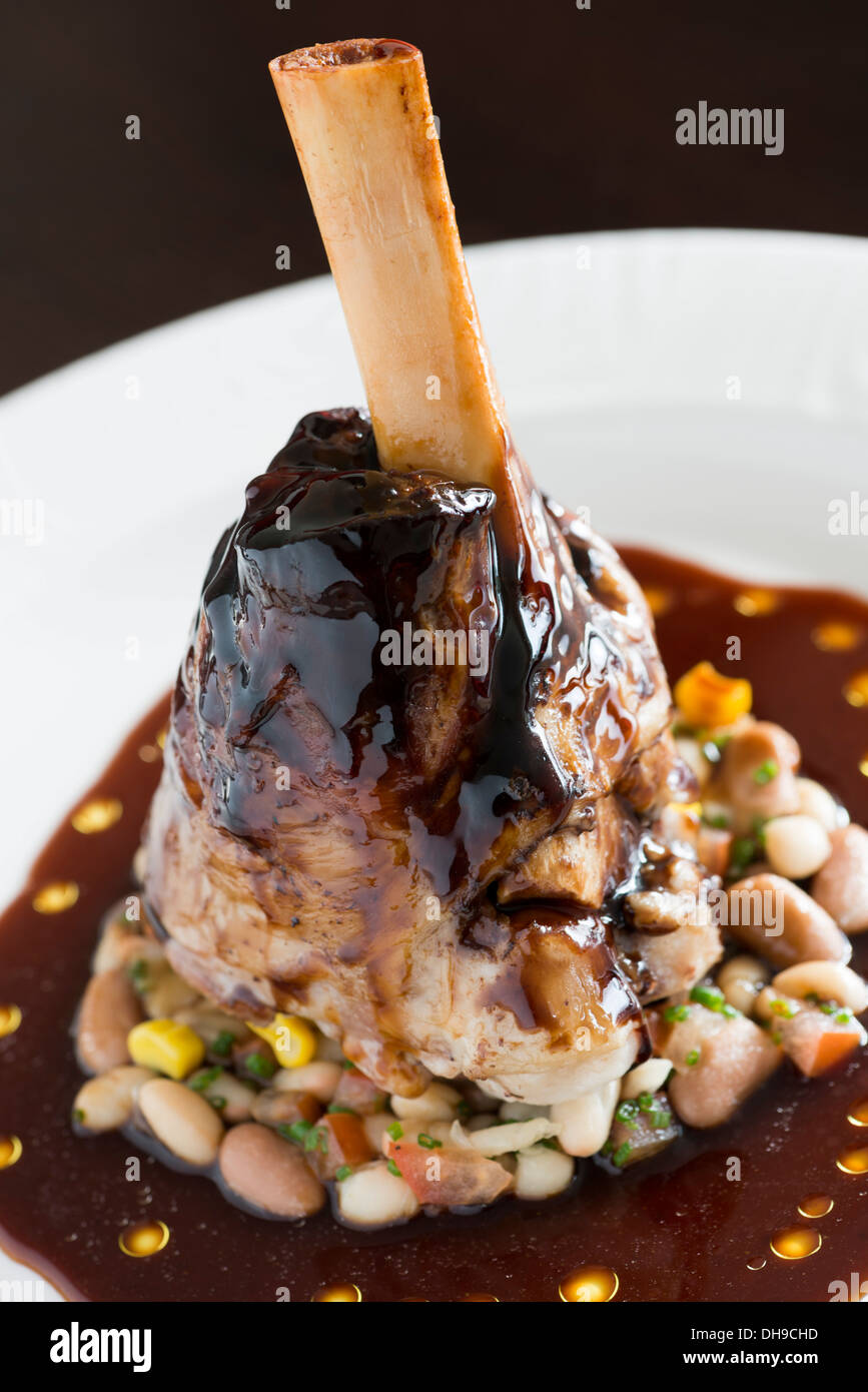 Lamb shank food from a fine dining restaurant Stock Photo - Alamy