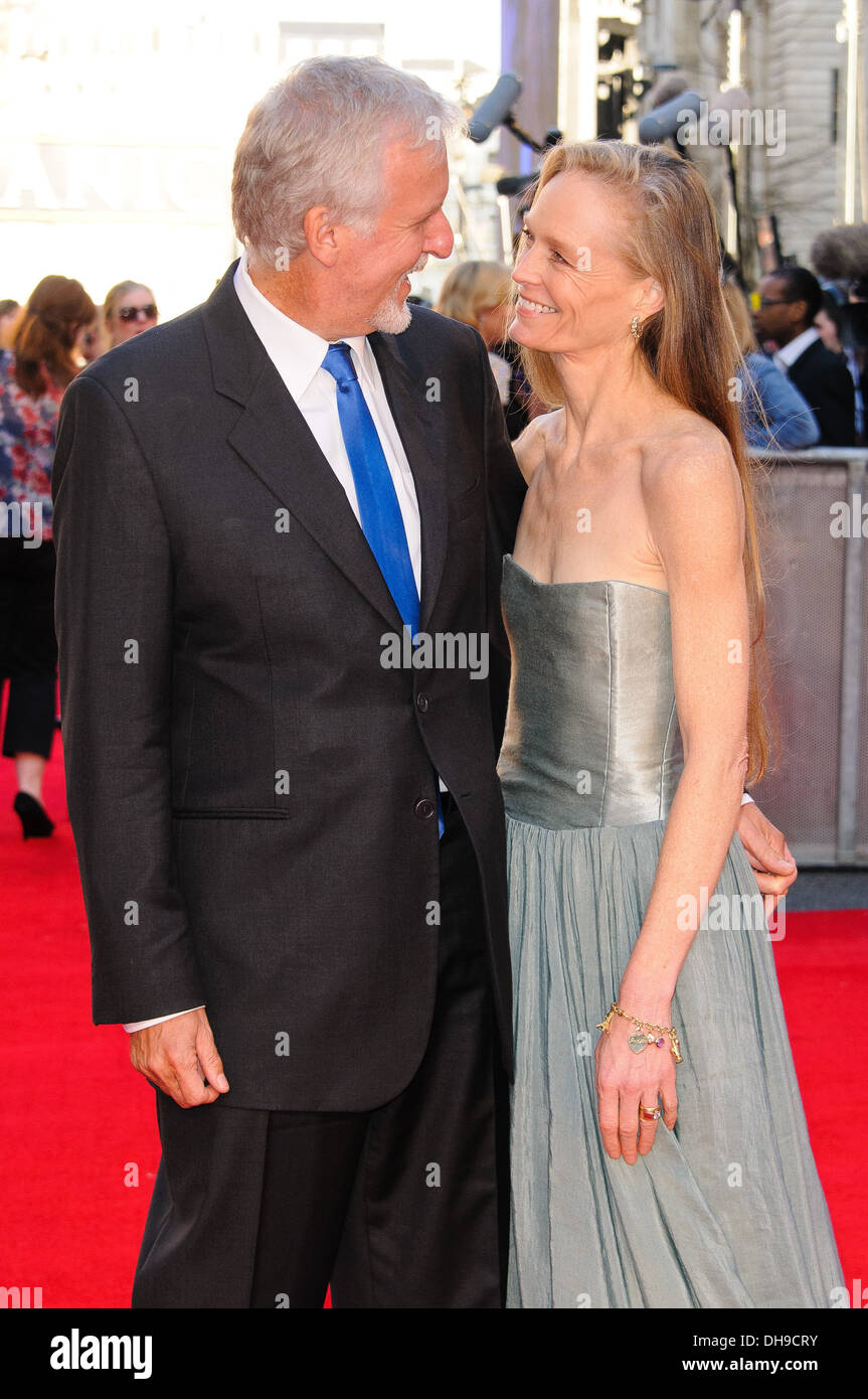James Cameron and wife Suzy Amis Titanic 3D premiere held at Royal Albert Hall- Arrivals London England - 27.03.12 Stock Photo