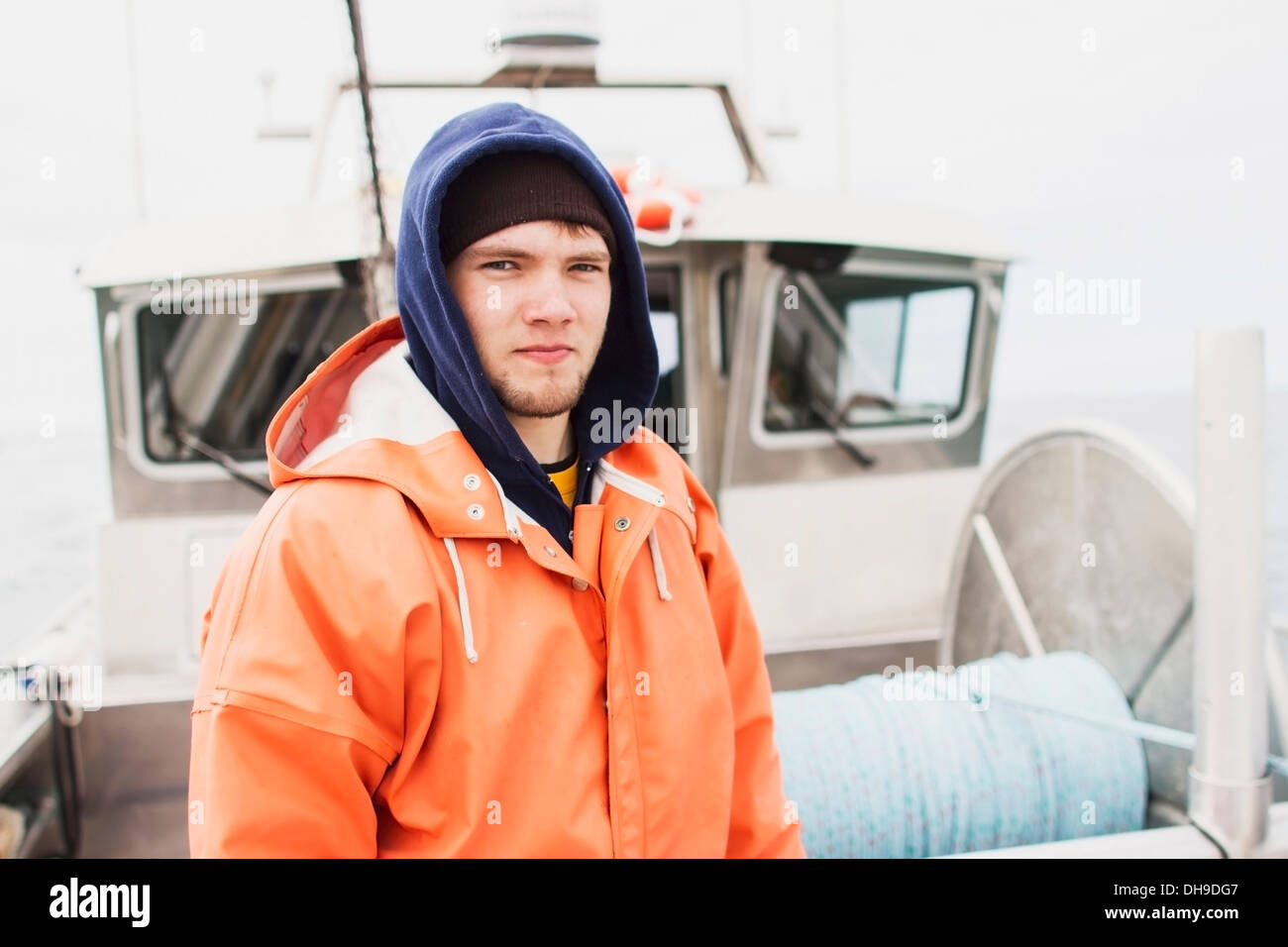 A Young Deckhand On Deck Of The Drift Boat While The Net Is Out