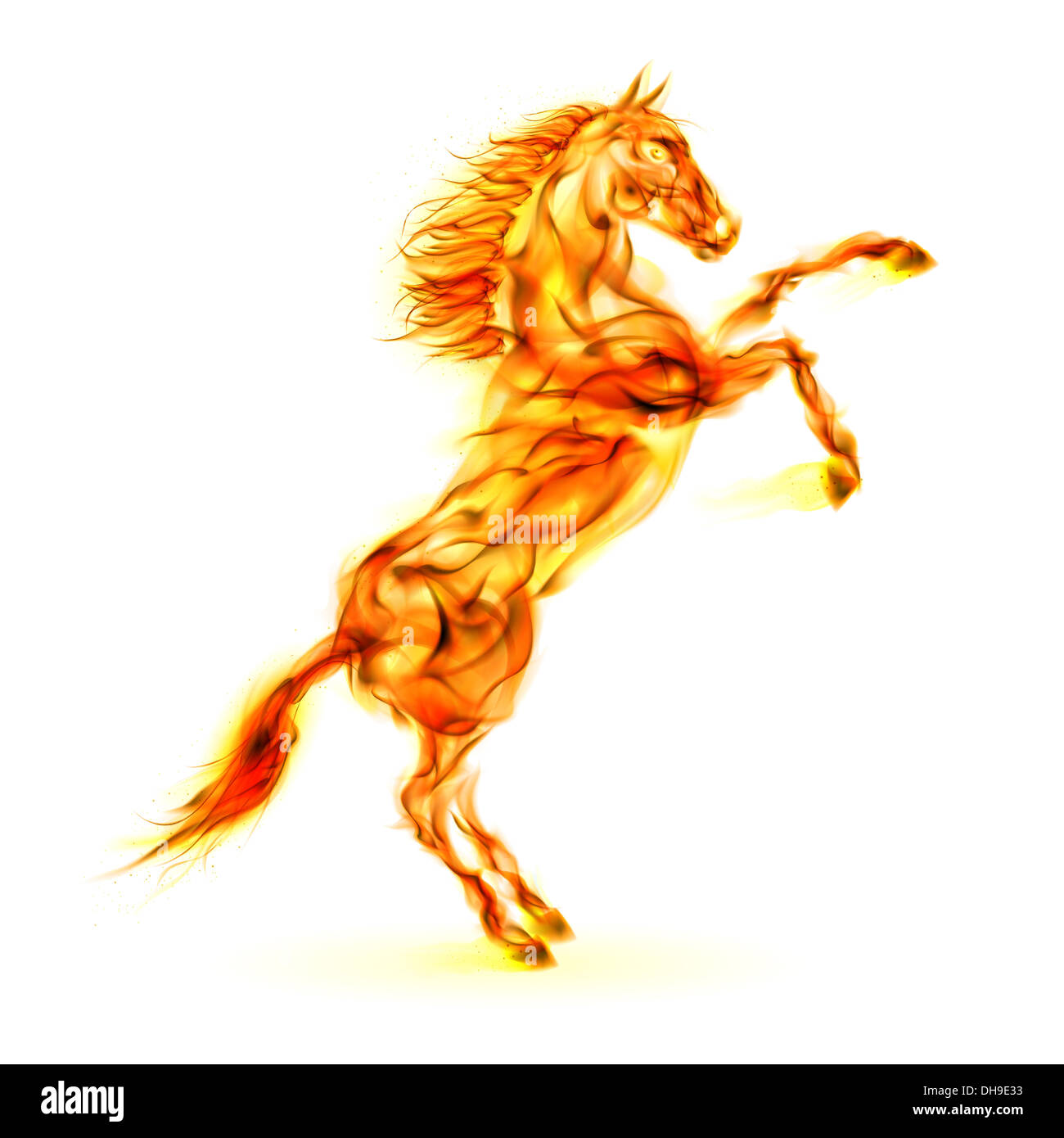 Fire horse rearing up. Illustration on white background Stock Photo Alamy