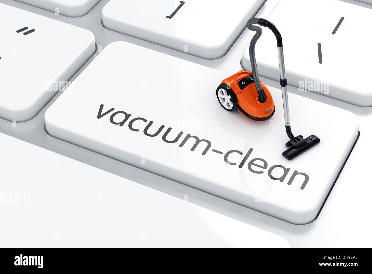 3d render of vacuum cleaner simbol icon on the keyboard. Vacuum-clean concept Stock Photo