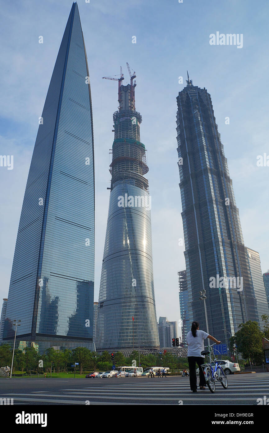 Shanghai Tower under construction, 2013 Stock Photo