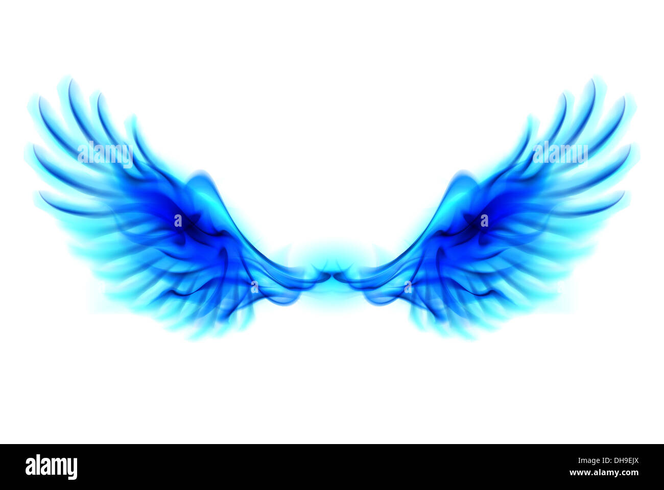 Illustration of blue fire wings on white background Stock Photo Alamy