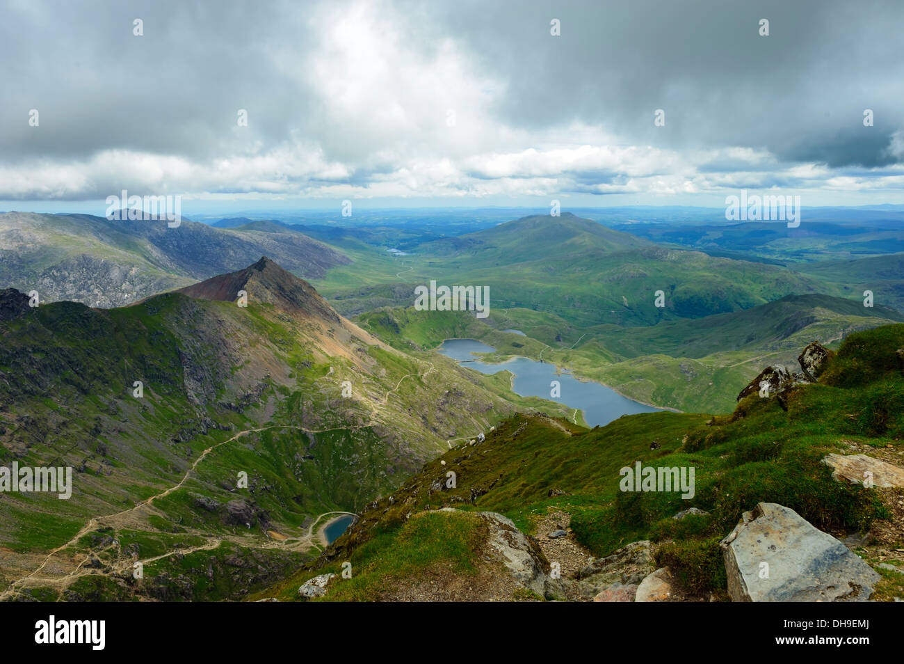 View from Snowdon, North Wales UK Stock Photo