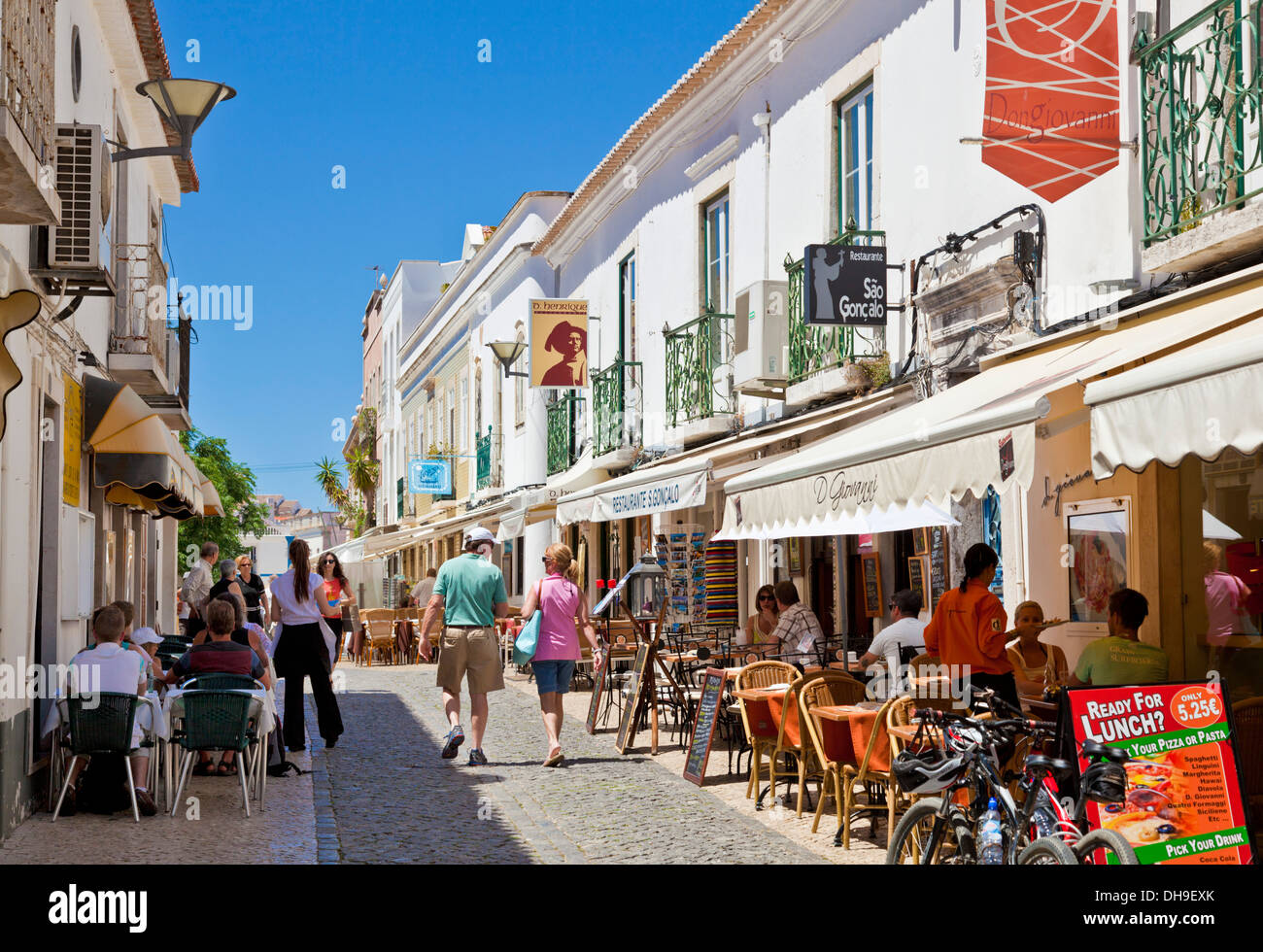 narrow street in the old town in Albufeira Algarve Portugal EU Europe Stock Photo