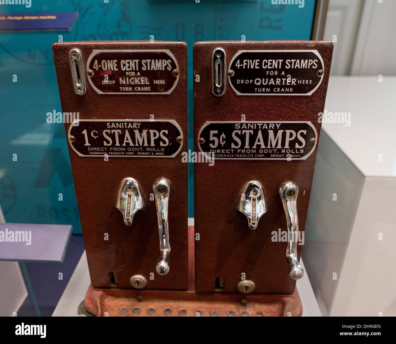 Vintage US 1 cent and 5 cent stamp dispensers Stock Photo