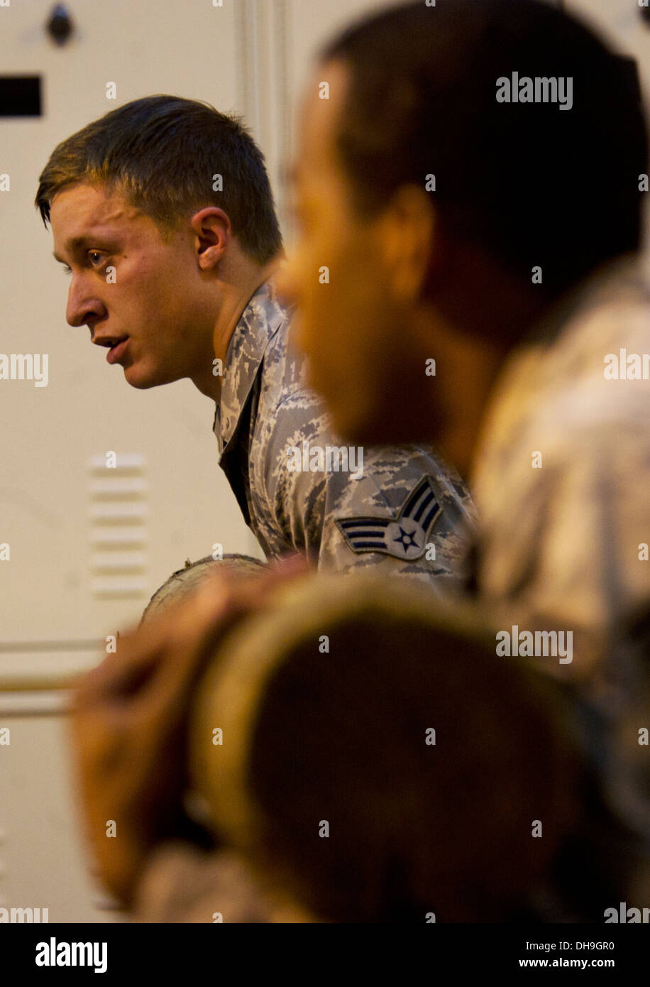 Senior Airman Arthur Moody, 91st Missile Security Forces member, and Senior Airman Derrick Besser, 791st Missile Security Forces Stock Photo