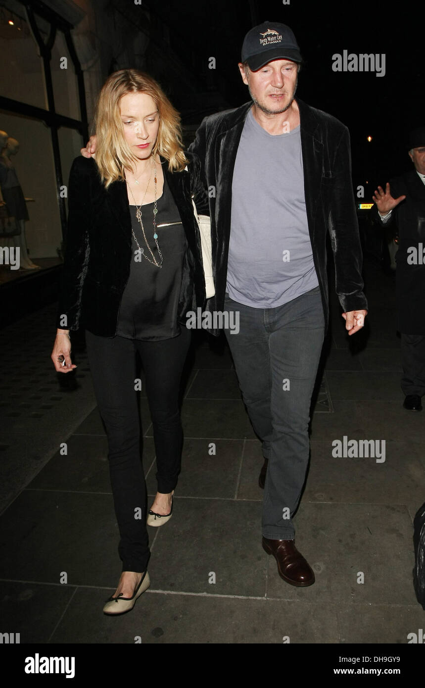 Liam Neeson and Freya St Johnston leave Scott's restaurant London ...