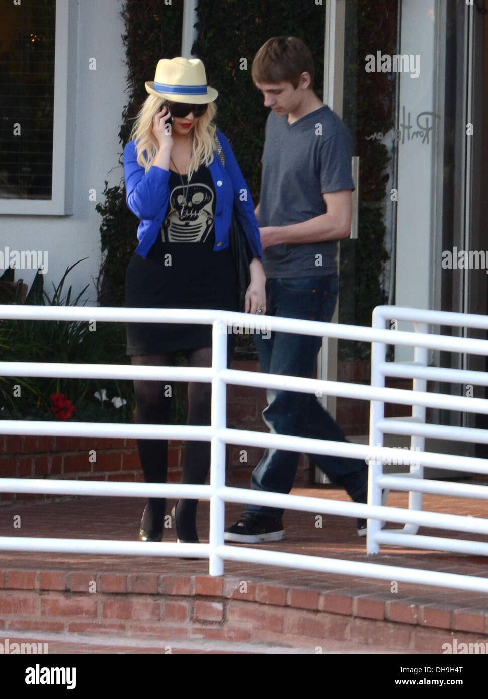 Christina Aguilera and her brother Michael Kearns leave Fred Segal in