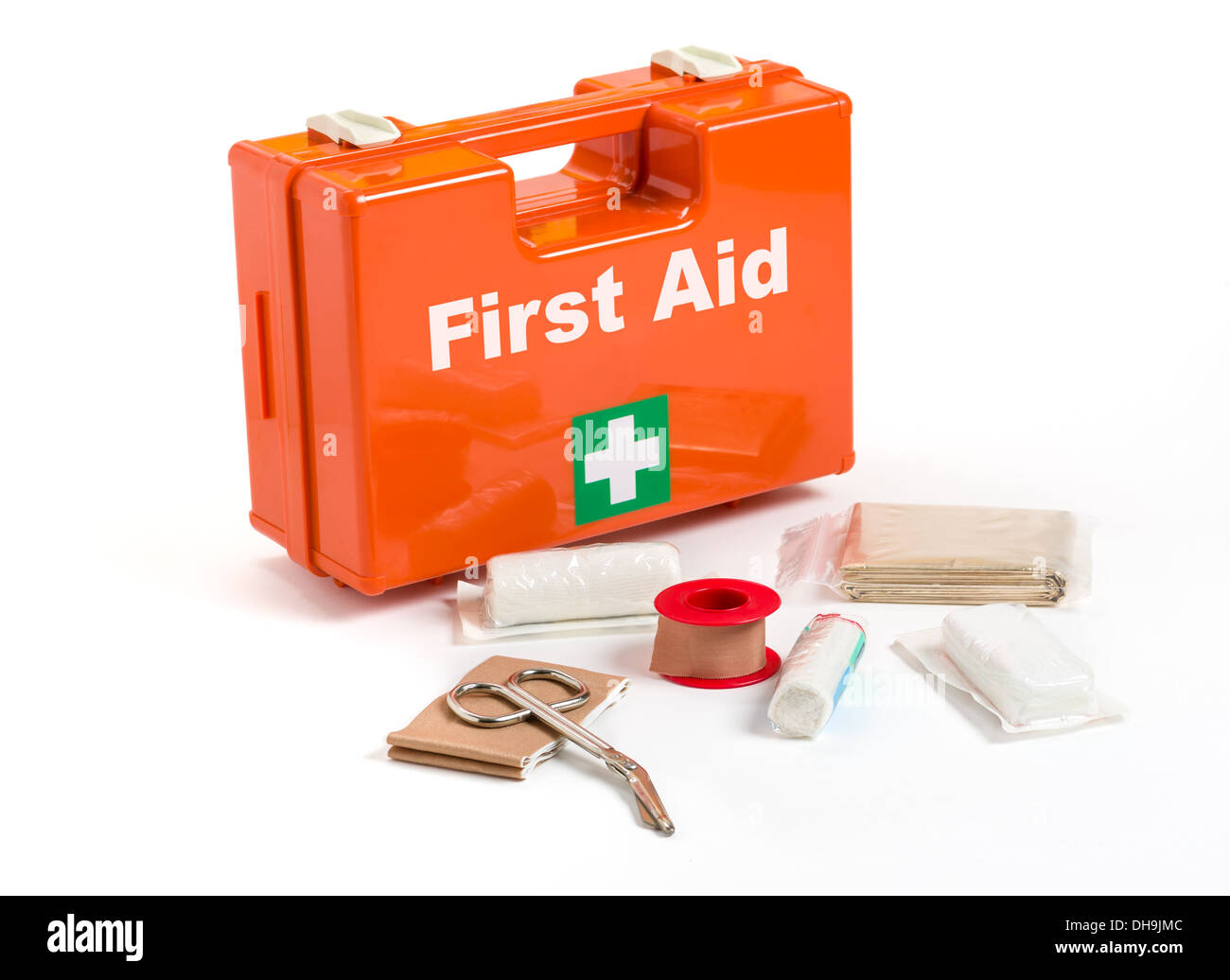 First Aid Kit with dressing material Stock Photo Alamy