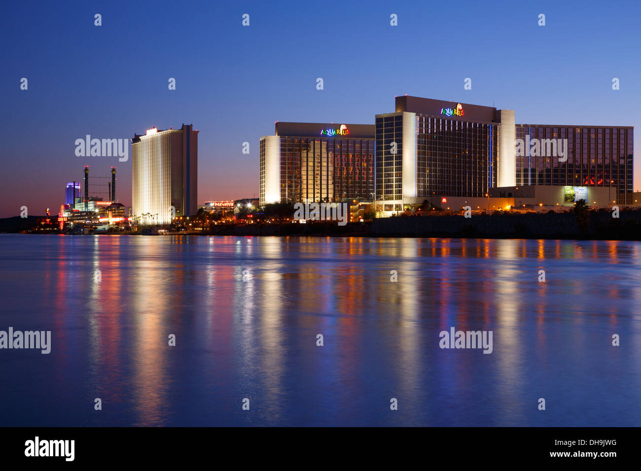 Casinos along the Colorado River, Laughlin, Nevada. Stock Photo