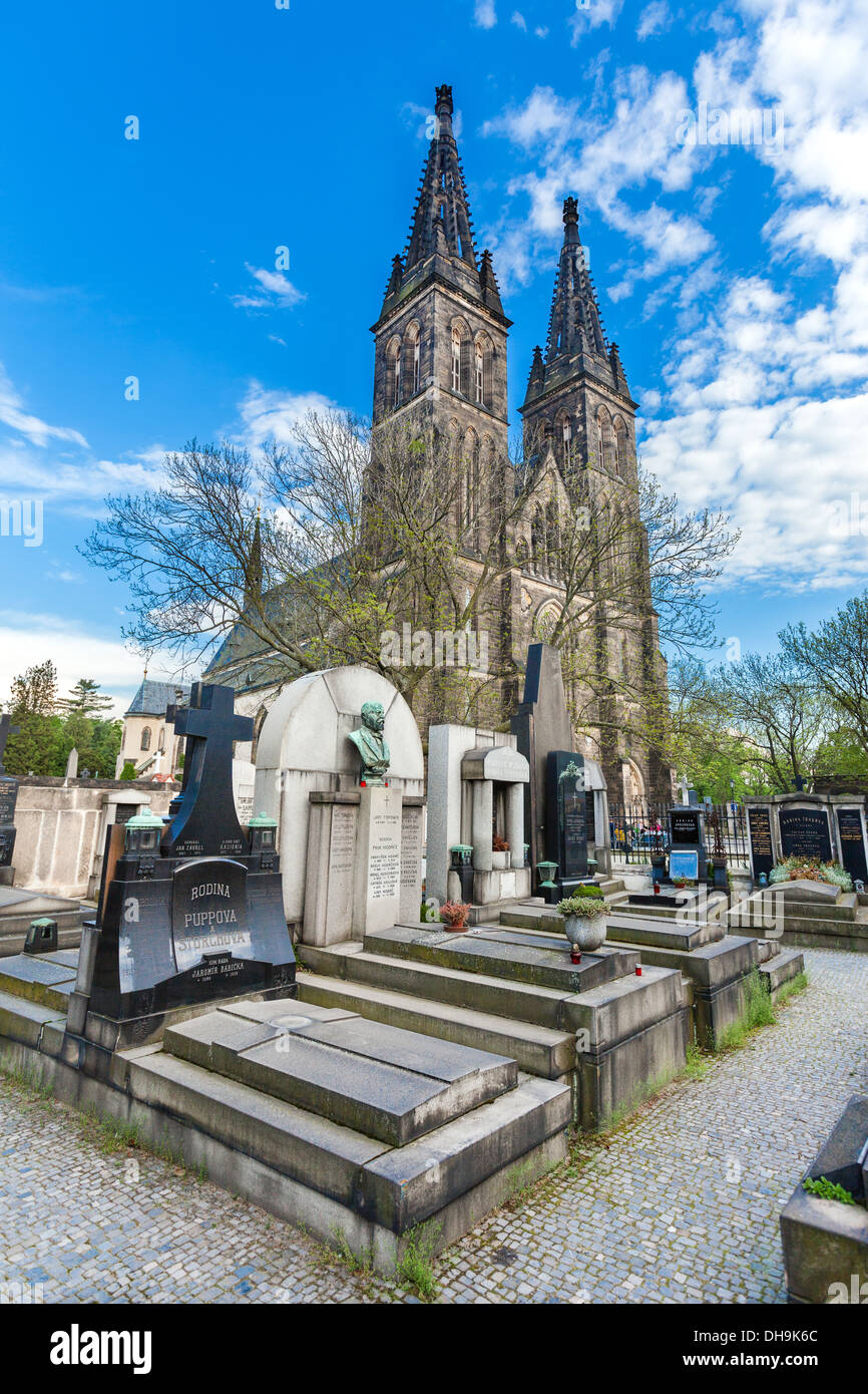 Basilica of St Peter and Paul on Vysehrad. In this Basilica are relics of St Valentine; May 9, 2013 in Prague, Czech Republic. Stock Photo