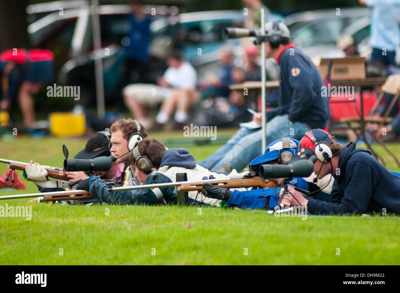 Target rife shooting at Bisley National Shooting Centre Ranges Stock