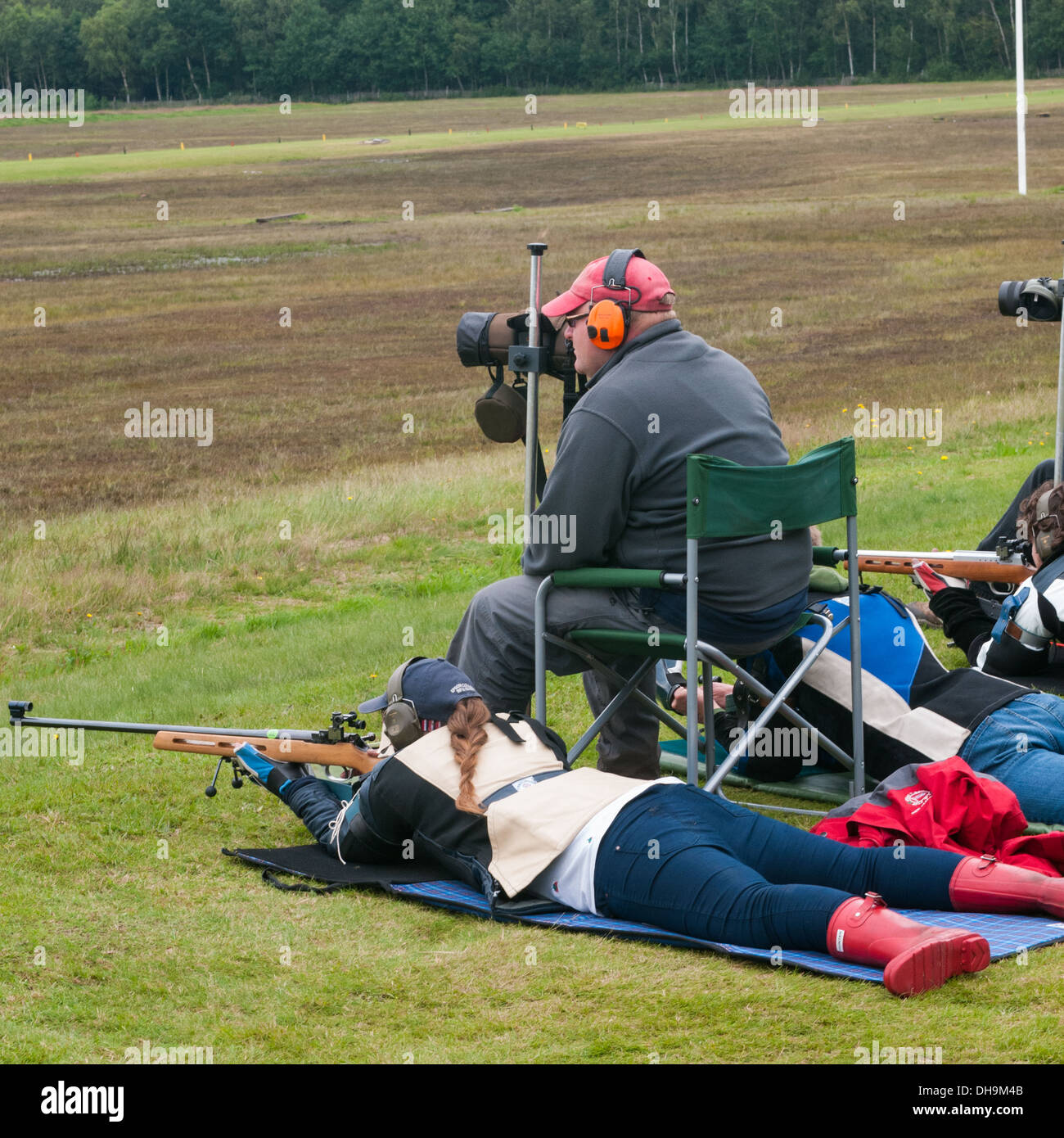 Target rife shooting at Bisley National Shooting Centre Ranges Stock