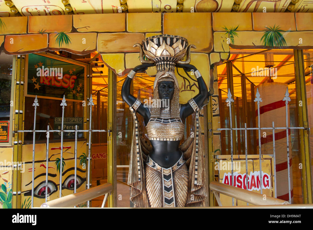 Entrance to a Egyptian themed ride at a funfair in Berlin, Germany