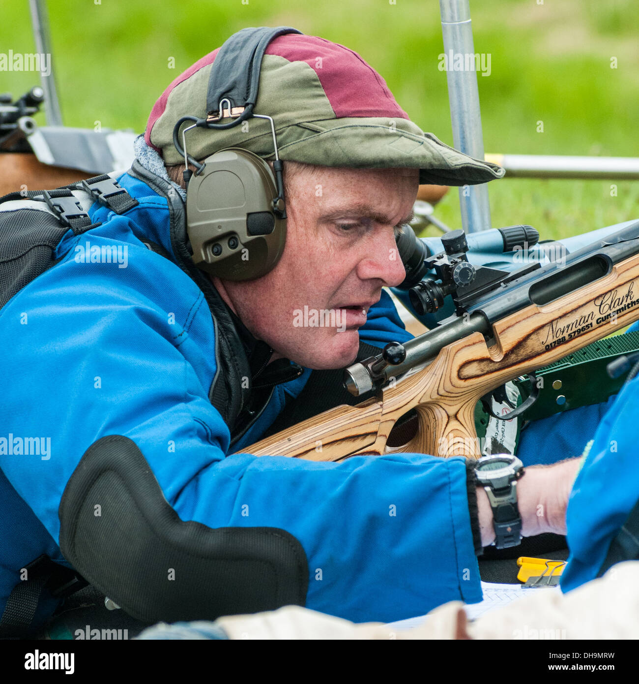 Target rife shooting at Bisley National Shooting Centre Ranges Stock