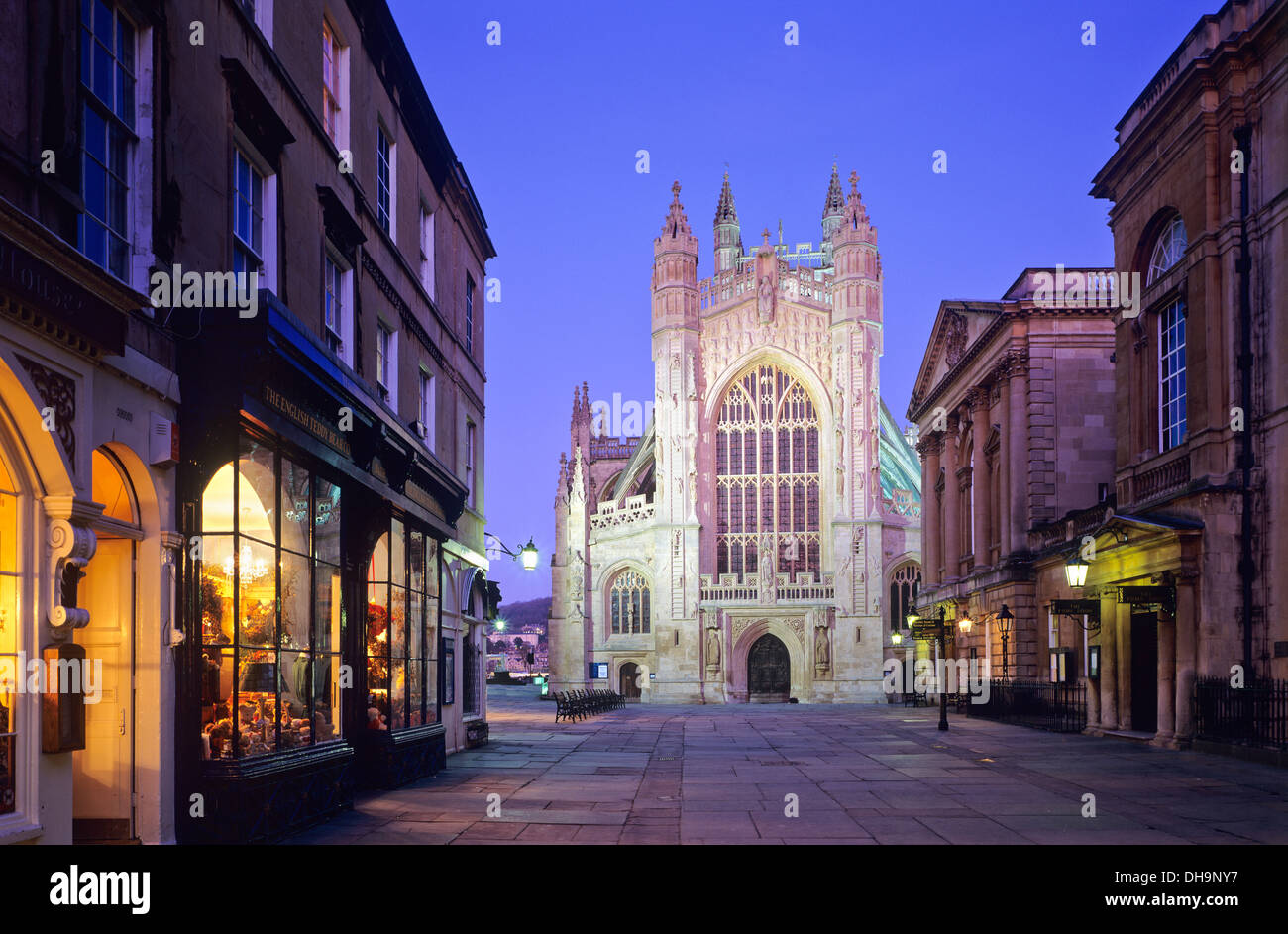 Bath Abbey and Pump Room, Bath and North East Somerset, England, UK. Stock Photo