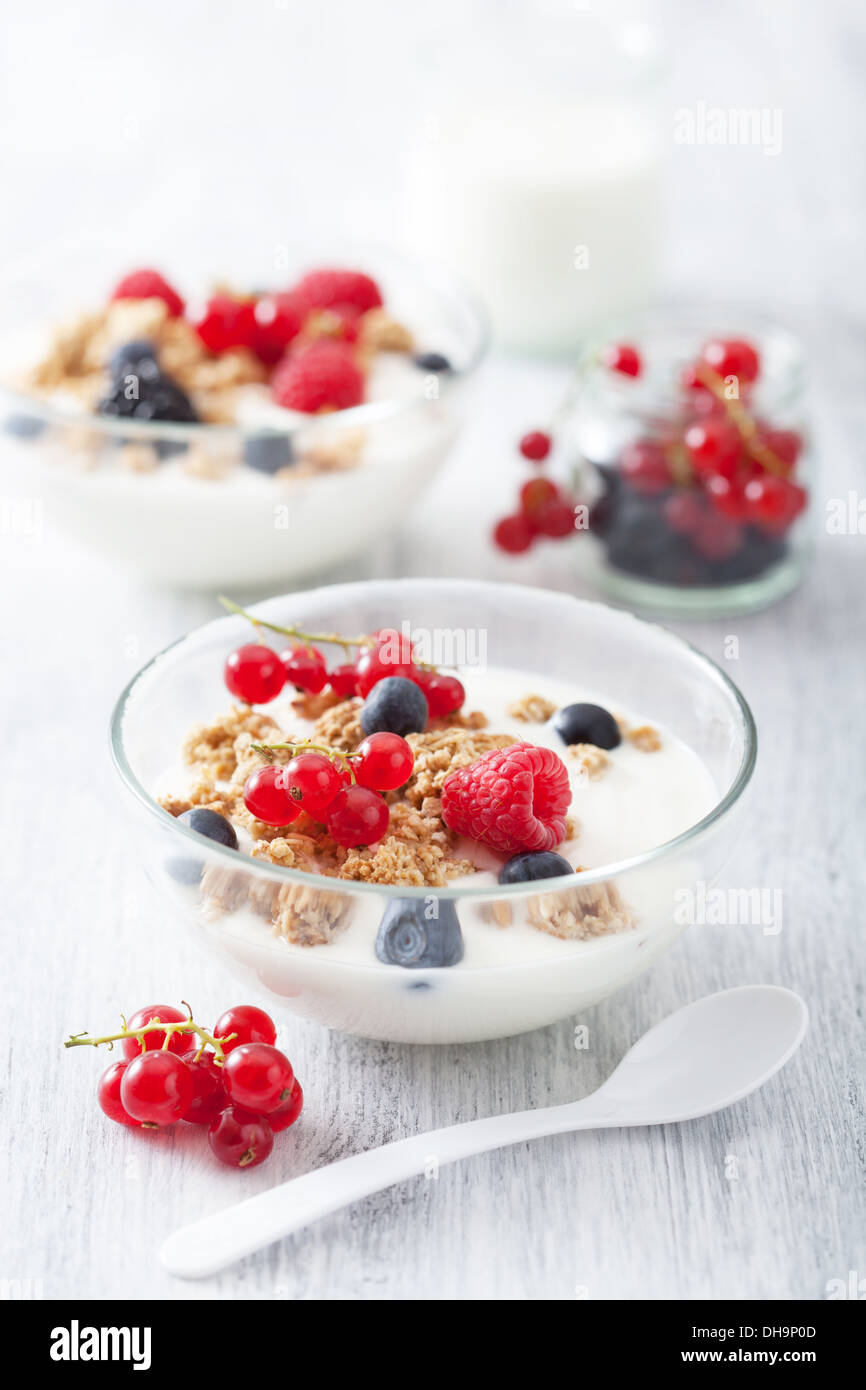 healthy breakfast with yogurt and granola Stock Photo - Alamy