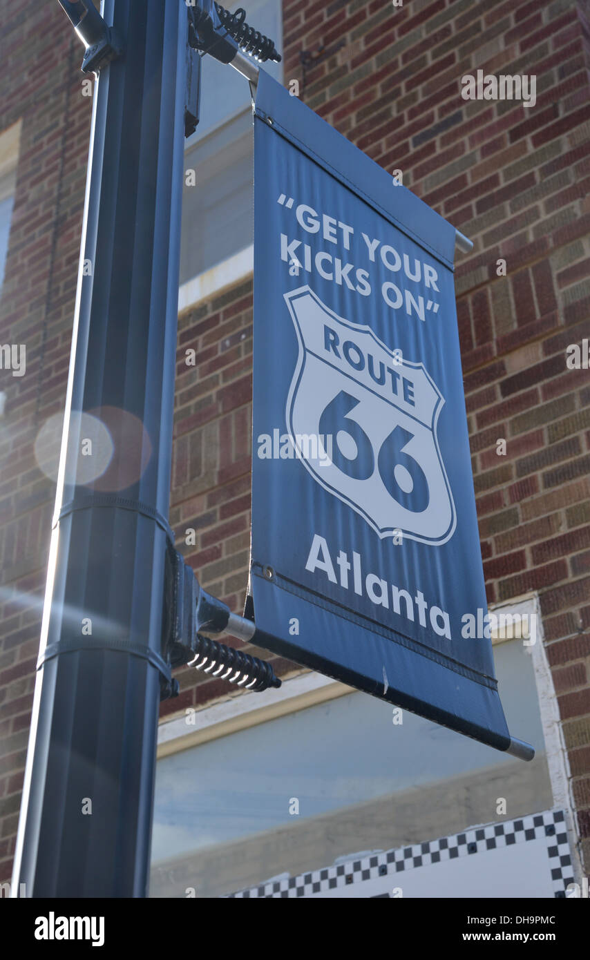 Atlanta, Illinois Historic Route 66 sign Stock Photo Alamy