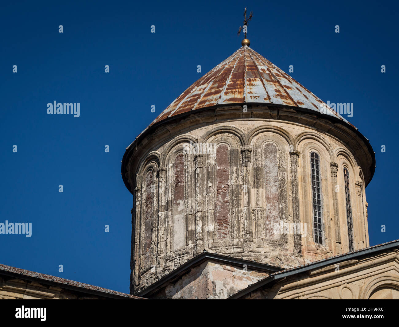 Dome of the Gelati cathedral close to Kutaisi, Imereti region, Georgia. Gelati is a UNESCO heritage site. Stock Photo