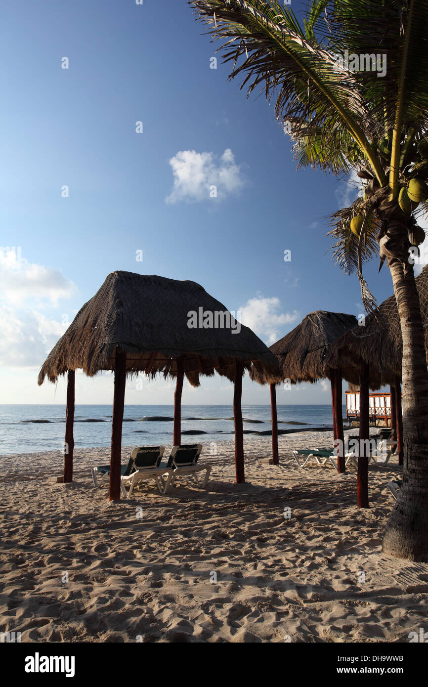 Typical beach on the Mayan Riviera, Quintana Roo, Yucatan Peninsula, Mexico Stock Photo