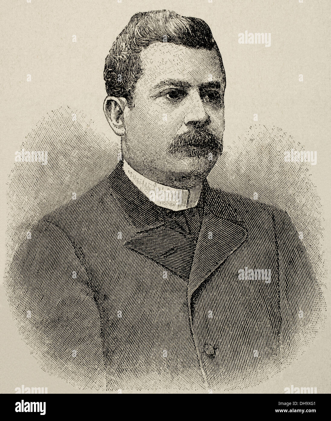 Juan Isidro Jimenes Pereyra (1846–1919), Dominican politician. President of the Dominican Republic. Portrait. Engraving. Stock Photo