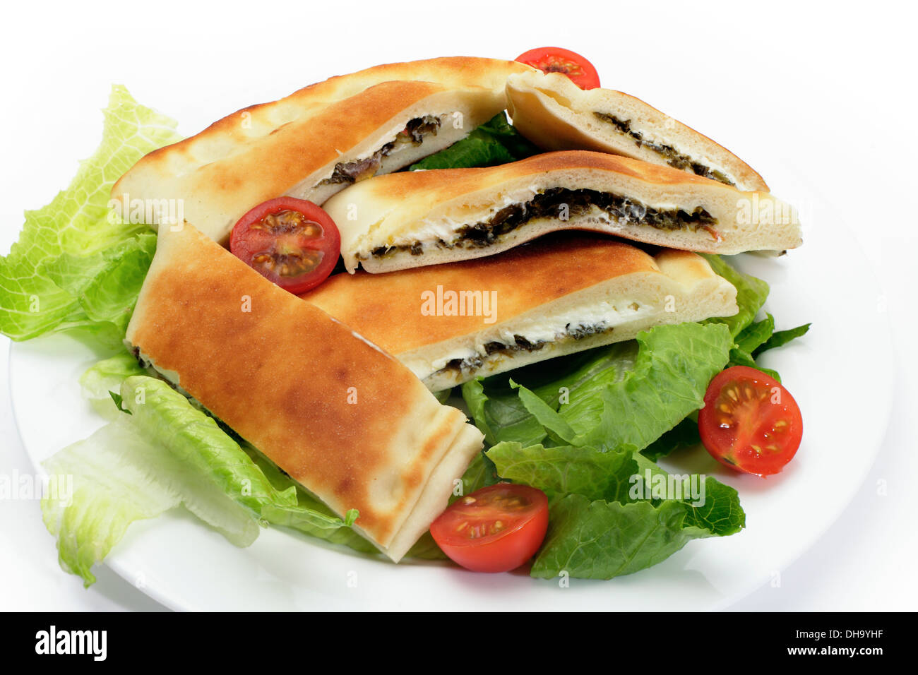 Arabian traditional spinach and labneh (cream cheese) fataya, a sort of