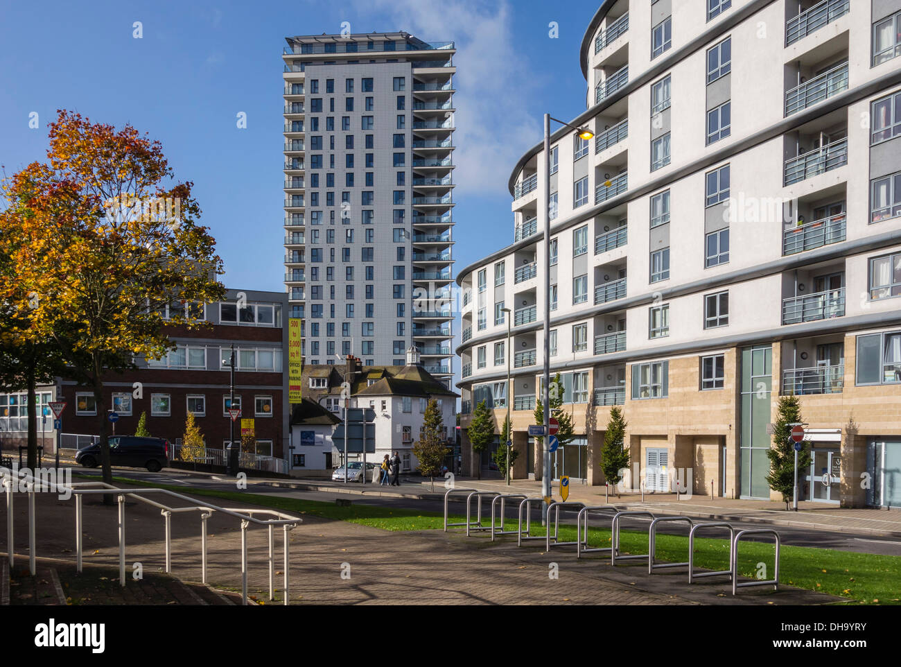Highrise Flats and Apartments in Woking, Surrey, England, UK Stock