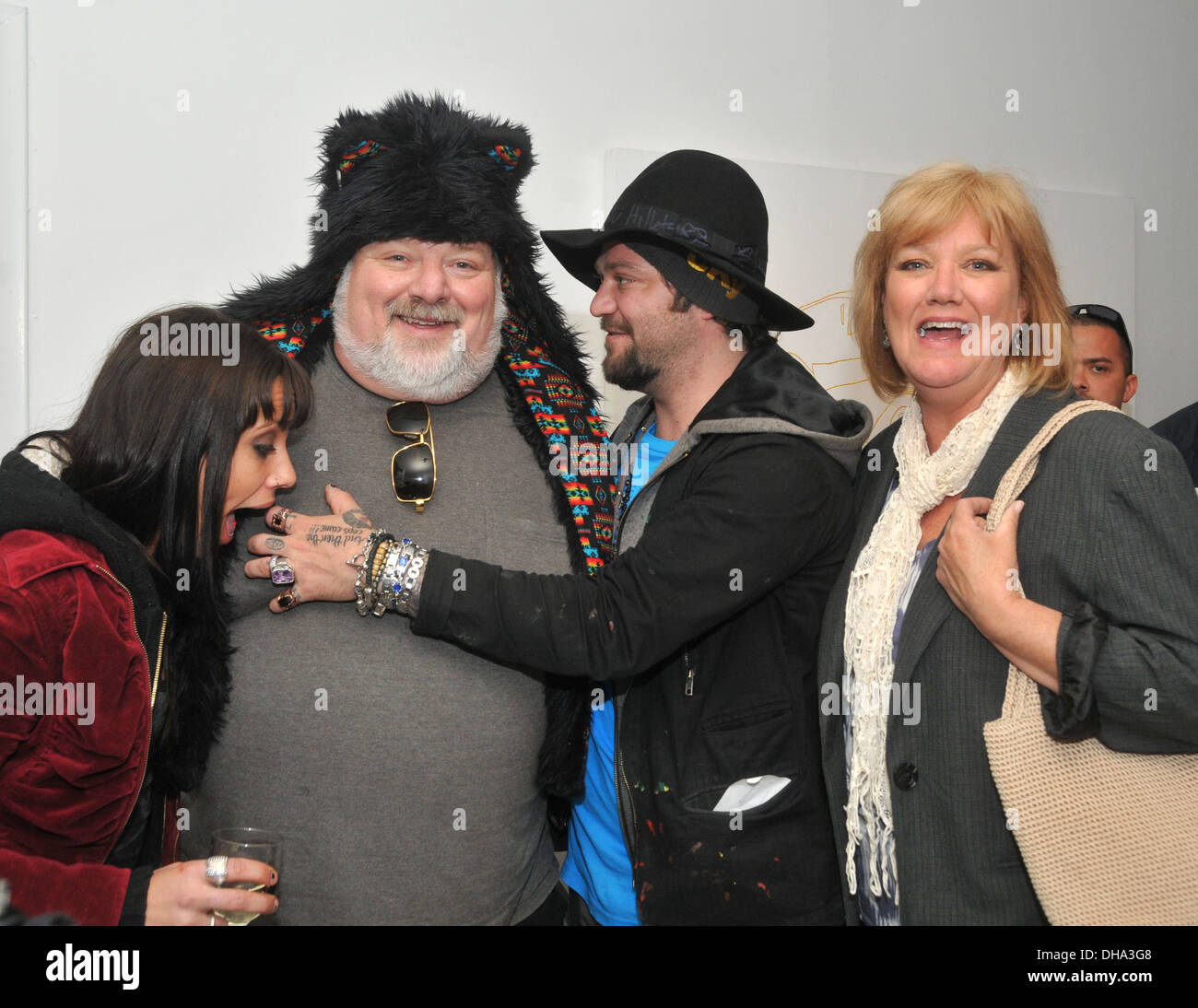 Nikki B Phil Margera Bam Margera and April Margera Bam Margera & Friends art exhibition opening at James Oliver Gallery Stock Photo