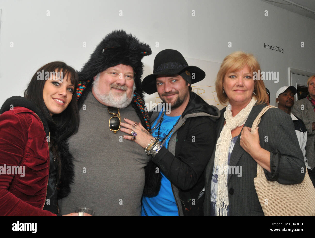Nikki B Phil Margera Bam Margera and April Margera Bam Margera & Friends art exhibition opening at James Oliver Gallery Stock Photo