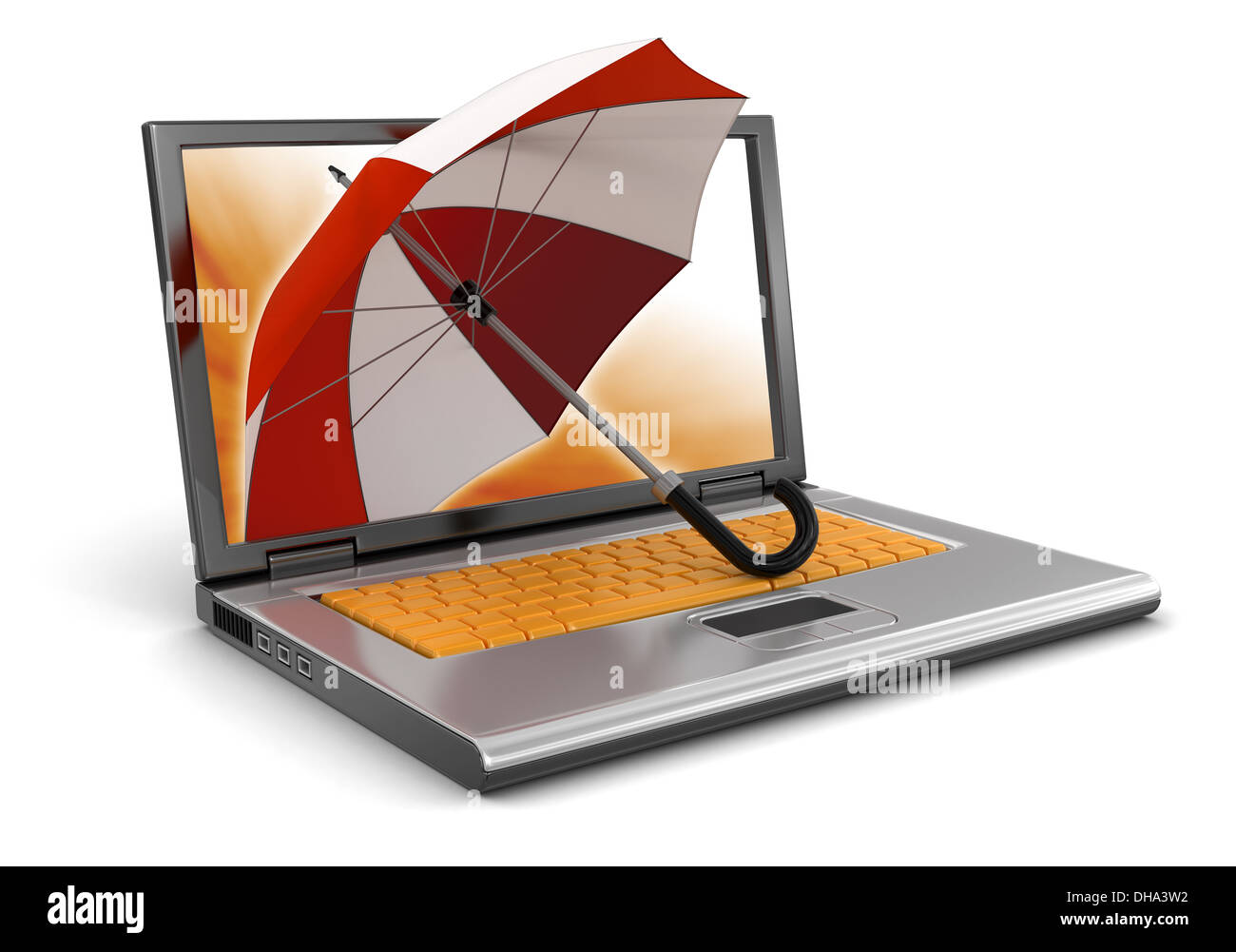 Laptop and Umbrella (clipping path included Stock Photo Alamy