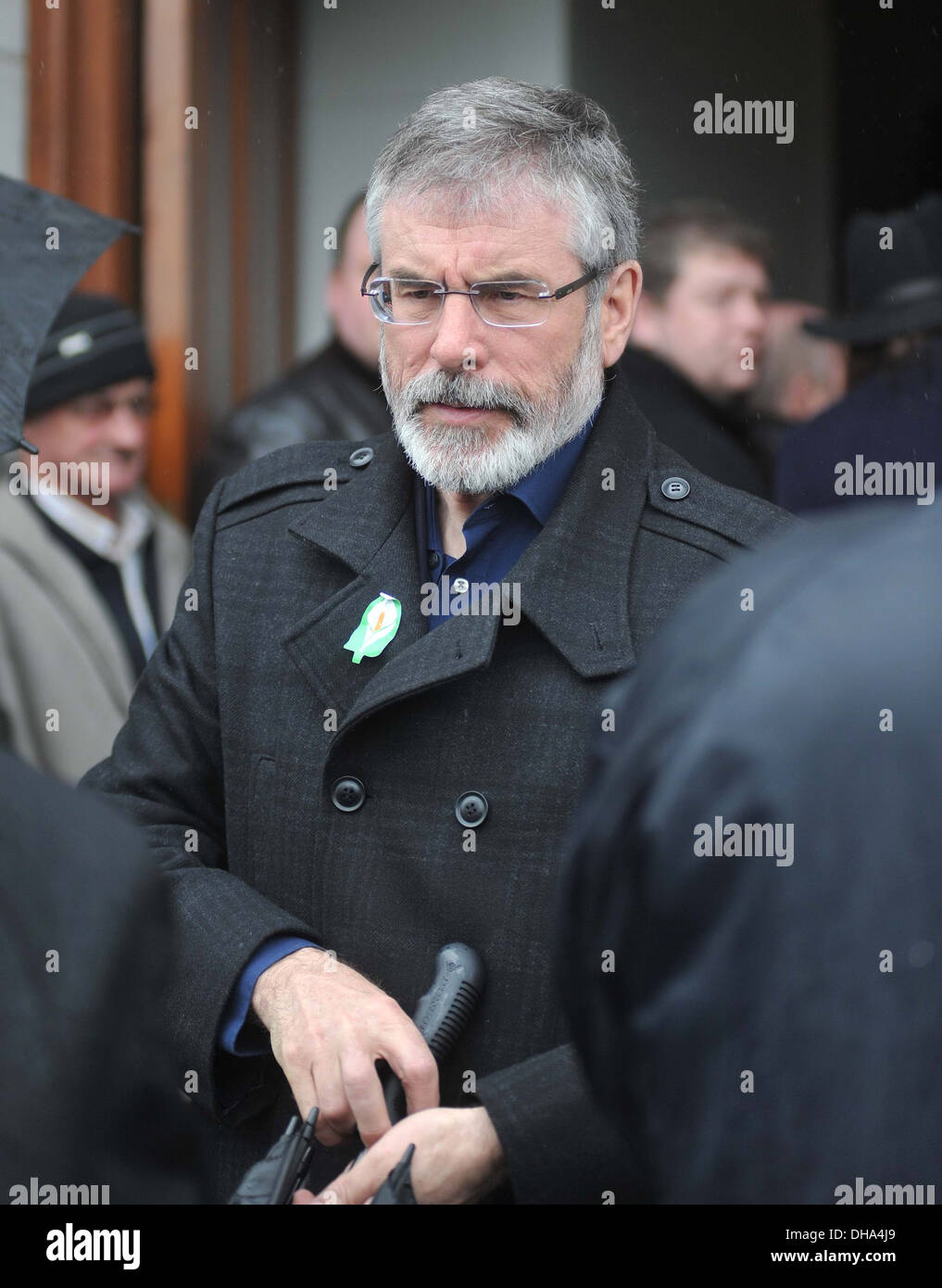 Gerry Adams Funeral of Barney McKenna last original member of Ballad band 'The Dubliners' at St Patrick's Church,Trim County Stock Photo