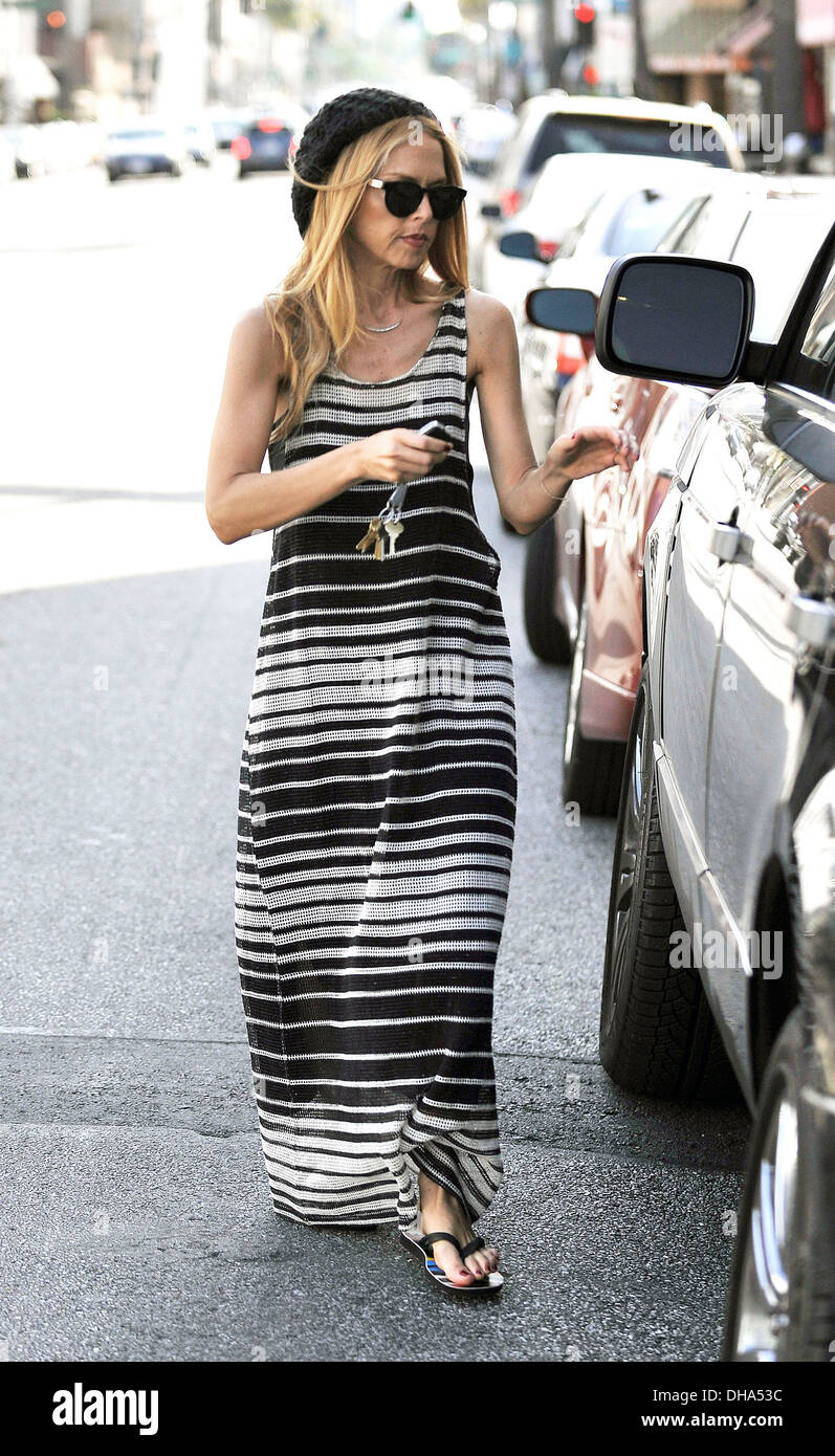 Rachel Zoe wearing a black and white maxi dress and flip flops out and  about in Beverly Hills Los Angeles California - 09.08.12 Stock Photo - Alamy