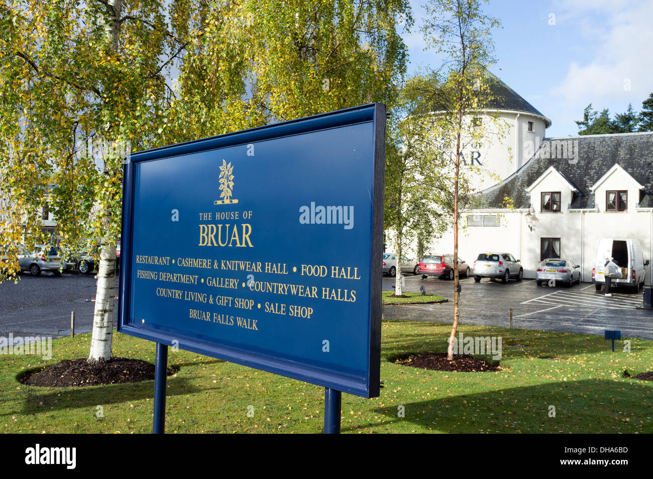 Information Signboard at the House of Bruar, Perthshire, Scotland UK Stock Photo