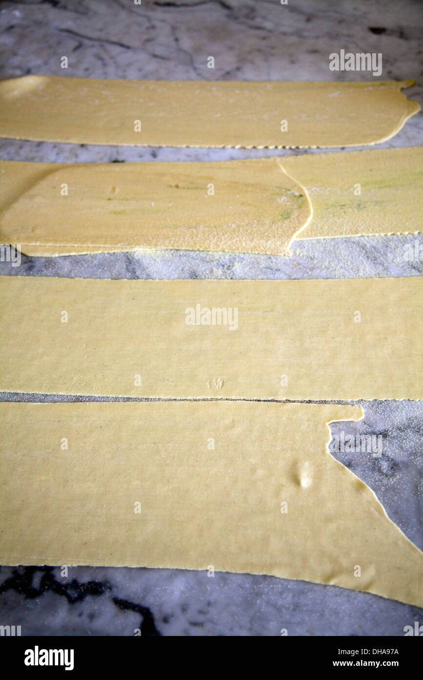 Rolled out Fresh Pasta Sheet Dough Stock Photo Alamy