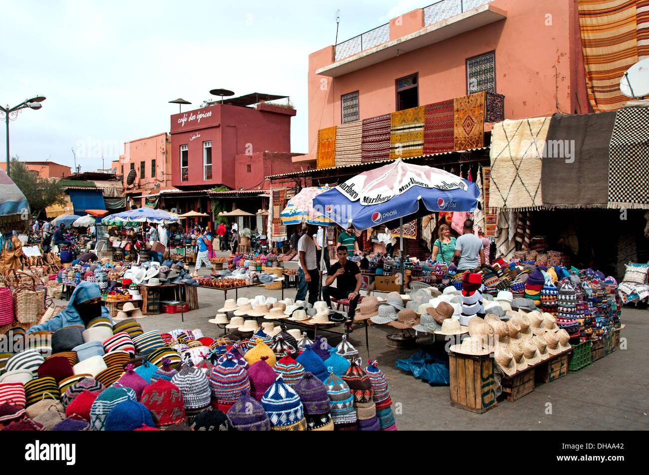 Old  Spice Market Marrakesh Morocco Medina Souk Shop Stock Photo