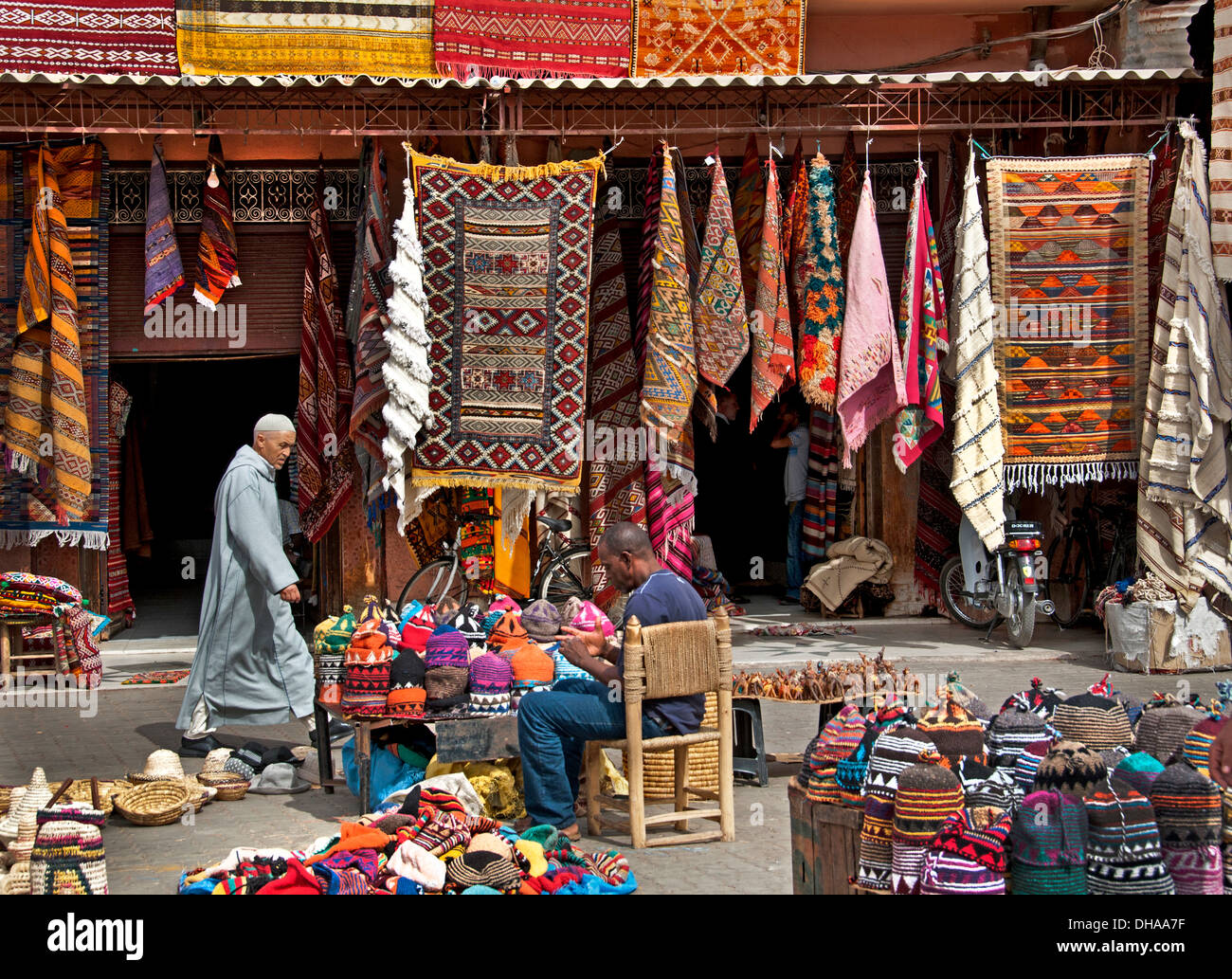 Old  Spice Market Marrakesh Morocco Medina Souk Shop Stock Photo