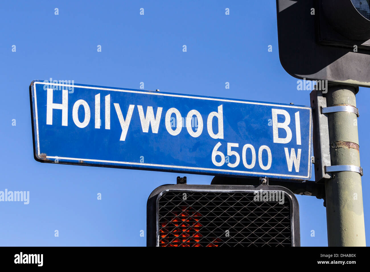 Grungy old Hollywood Bl Los Angeles street sign. Stock Photo