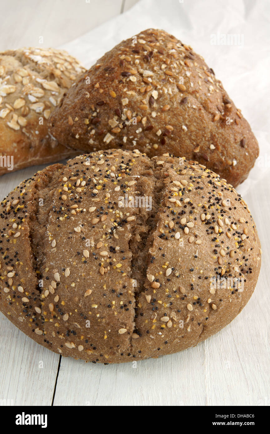 Multigrain wholemeal loaves of bread Stock Photo